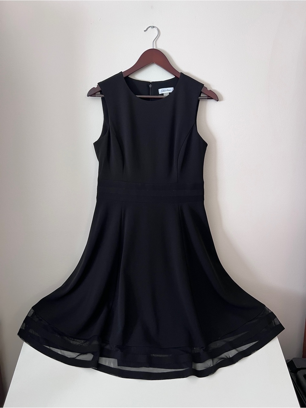Calvin Klein Black Sleeveless A-Line Midi Dress